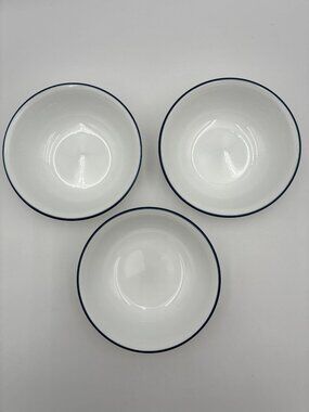 Corelle Navy Blue Rim Soup/Cereal Bowls 6.25" Set Of 3